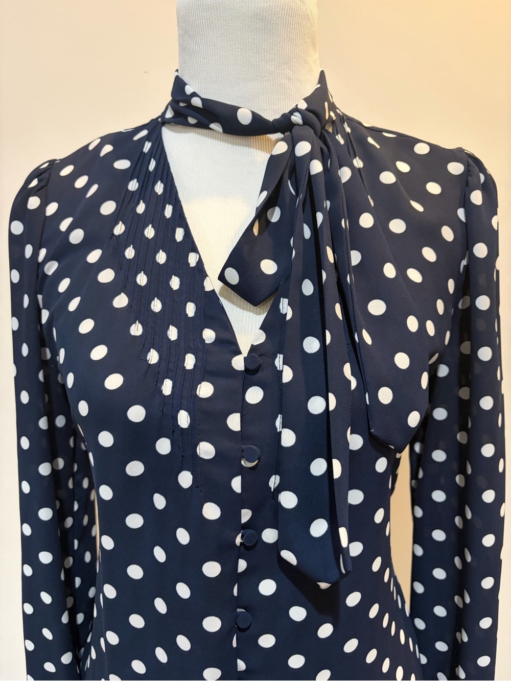 Jcrew Blue and White  Polka Dot Blouse - Size 4